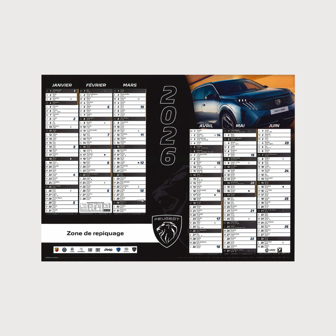 Calendrier bancaire Peugeot